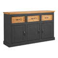 **Titre technique : Meuble de rangement en bois avec finitions noires et tiroirs en bois clair**