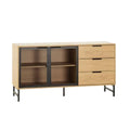 **Buffet en bois avec portes en métal et tiroirs**