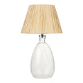 **Lampe en verre avec abat-jour en textile strié**