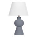 **Lampe de table en céramique gris avec abat-jour en tissu blanc**