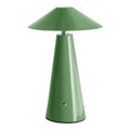 **Lampe de table en métal vert à forme conique**