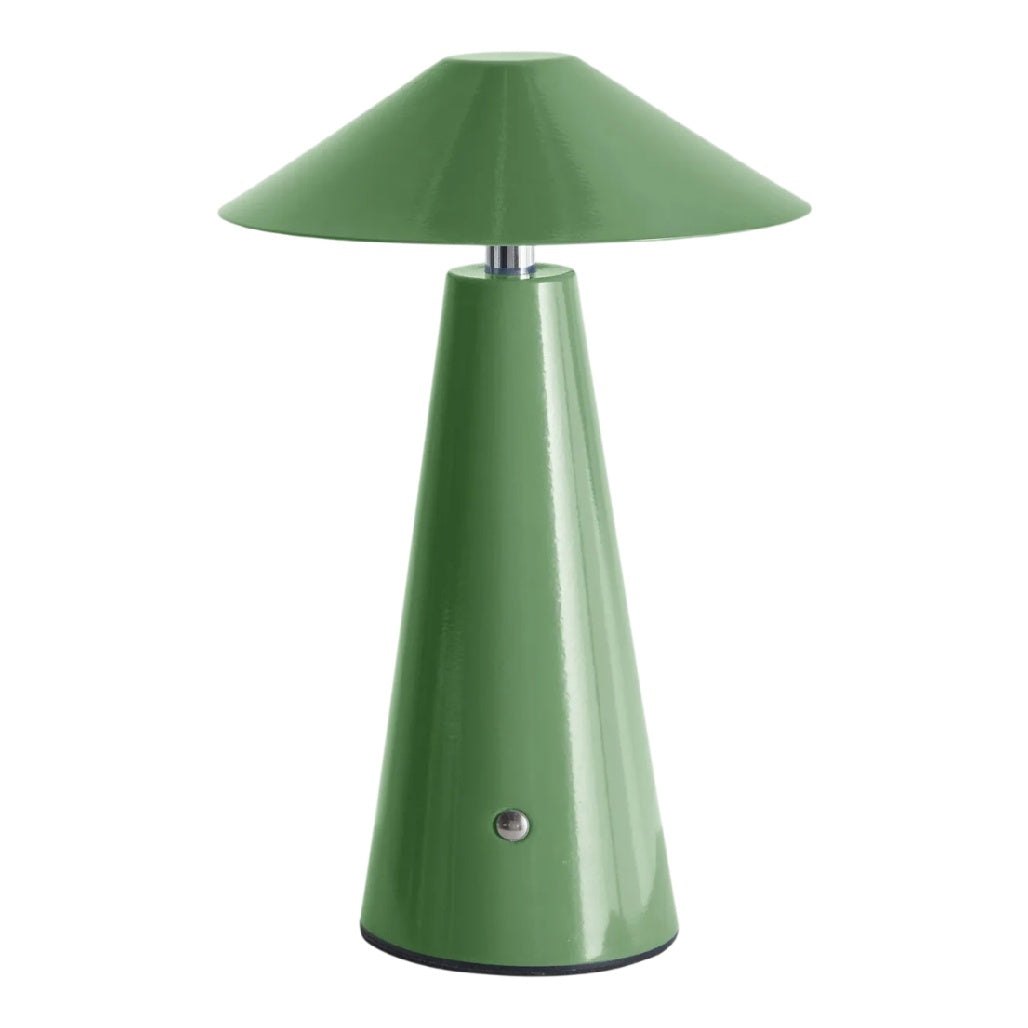 **Lampe de table en métal vert à forme conique**